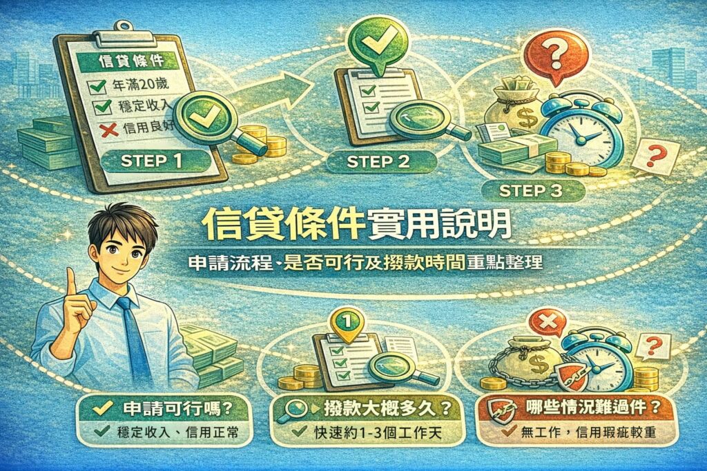 信貸條件實用說明申請流程是否可行及撥款時間重點整理