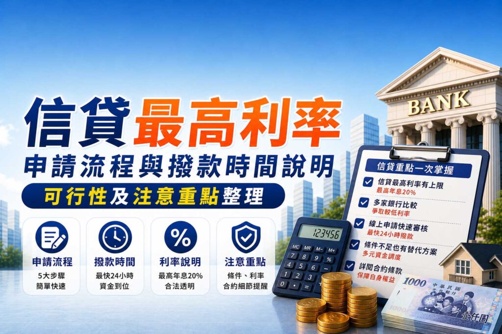 信貸最高利率申請流程與撥款時間說明可行性及注意重點整理