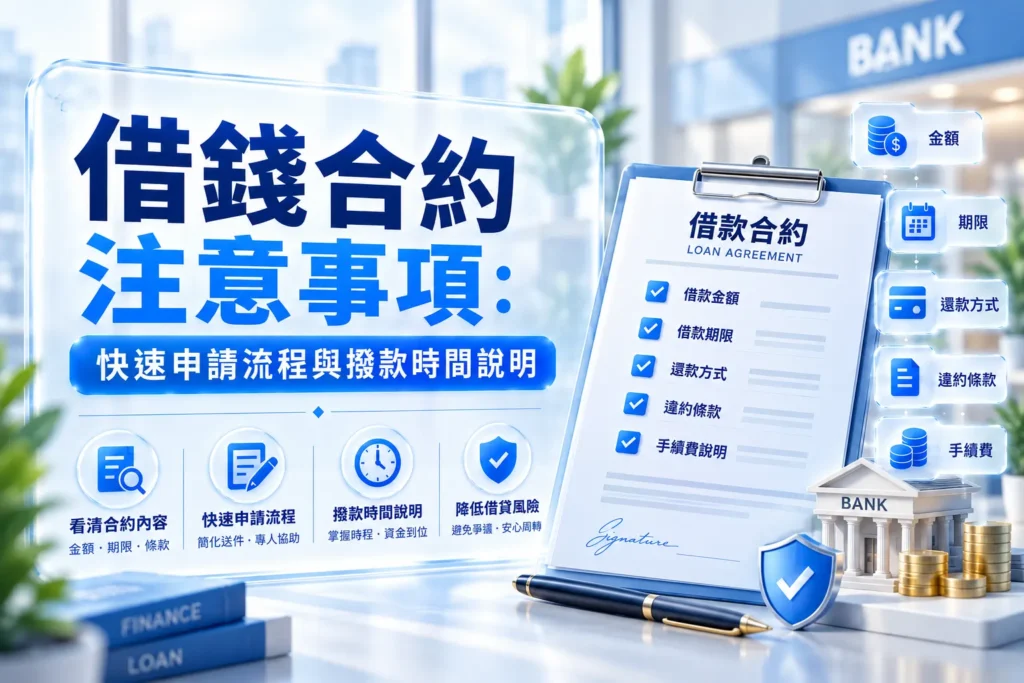 借錢合約注意事項快速申請流程與撥款時間說明